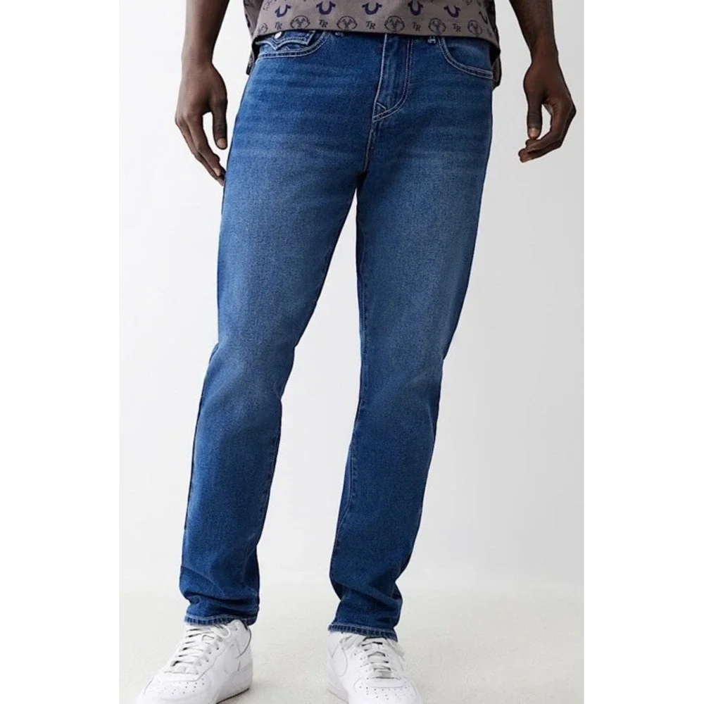 True Religion Geno Flap Slim Jean‎ Medium Harmonious Wash Mens 36 x 32 New